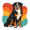 Bernese Mountain Dog with Rainbow Background