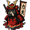 Samurai Bulldog in Fiery Armor