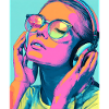 Neon Popart Kopfhörerporträt