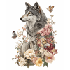 Wolf, Animal, Flowers, Butterflies, Animal Lover