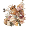 Squirrel, Animal, Flowers, Butterflies