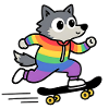 Regenbogen Wolf Schlittschuh