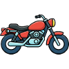 Red Motorcycle Cartoon Style