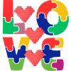 Liebespuzzle mit bunten Herzen