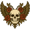 Skull Rose Wings Heart