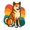 Akita Inu Dog Retro Rainbow
