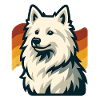 Fluffy American Eskimo Dog Against Sunset