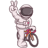 Astronaut Riding Fixie Bike – Peace Pose Space 