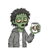 Coffee Zombie Motif Pullover Hoodie