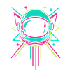 Neon Astronaut Helmet Retro Space