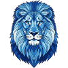 Blue Geometric Lion
