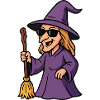 Sunglasses Witch with Broom