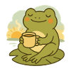 Frosch mit Kaffee – Morgenruhe Design
