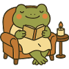 Reading Frog in Armchair – Cozy Evening