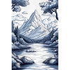 Illustration of a Mountain Landscape