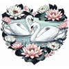 Swans and lotus flowers