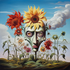 Surreal Sun Head Face