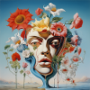 Floral Mask Portrait Surreal