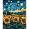 Sunflower Van Gogh Style Starry Night
