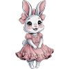 Cute Rabbit Girl With Pink Dress And