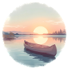 Sunset Calm Lake Canoe