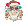 Santa Claus blows chewing gum