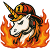 Flammender Einhorn-Feuerwehrmann