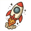 Space cartoon rocket