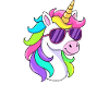 Buntes Einhorn mit Sonnenbrille