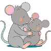Deux souris mignonnes s’étreignent amoureusement