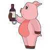 Schwein Flasche Rotwein