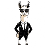 Llama in a suit with sunglasses