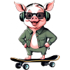 Skateboard Pig Retro Look
