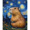 Capybara Van Gogh Style Starry Night
