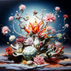 Flower alchemy in neon light