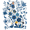 Azure Floral Cat Silhouette