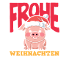 Merry Christmas Pig with Santa Hat