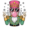 Nutcracker blows chewing gum