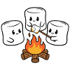 Cuddly marshmallows at the campfire