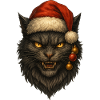 Black Cat with Santa Hat