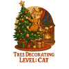 Kater schmückt Weihnachtsbaum