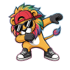 Dabbing Lion with Rainbow Mane