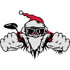 Weihnachtsmann auf Motorrad mit Geschenken