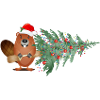 Cute Christmas Beaver with Christmas Tree