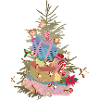 Weihnachtsbaum mit Geschenken und Lebkuchen