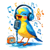 Karaoke Vogel mit Kopfhörern