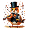 Bird in top hat plays violin