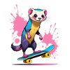 Buntes Skateferret Farbspritzer