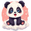 Cuddly Panda on Pink Cloud