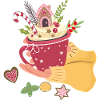 Christmas cup with gingerbread house Advent